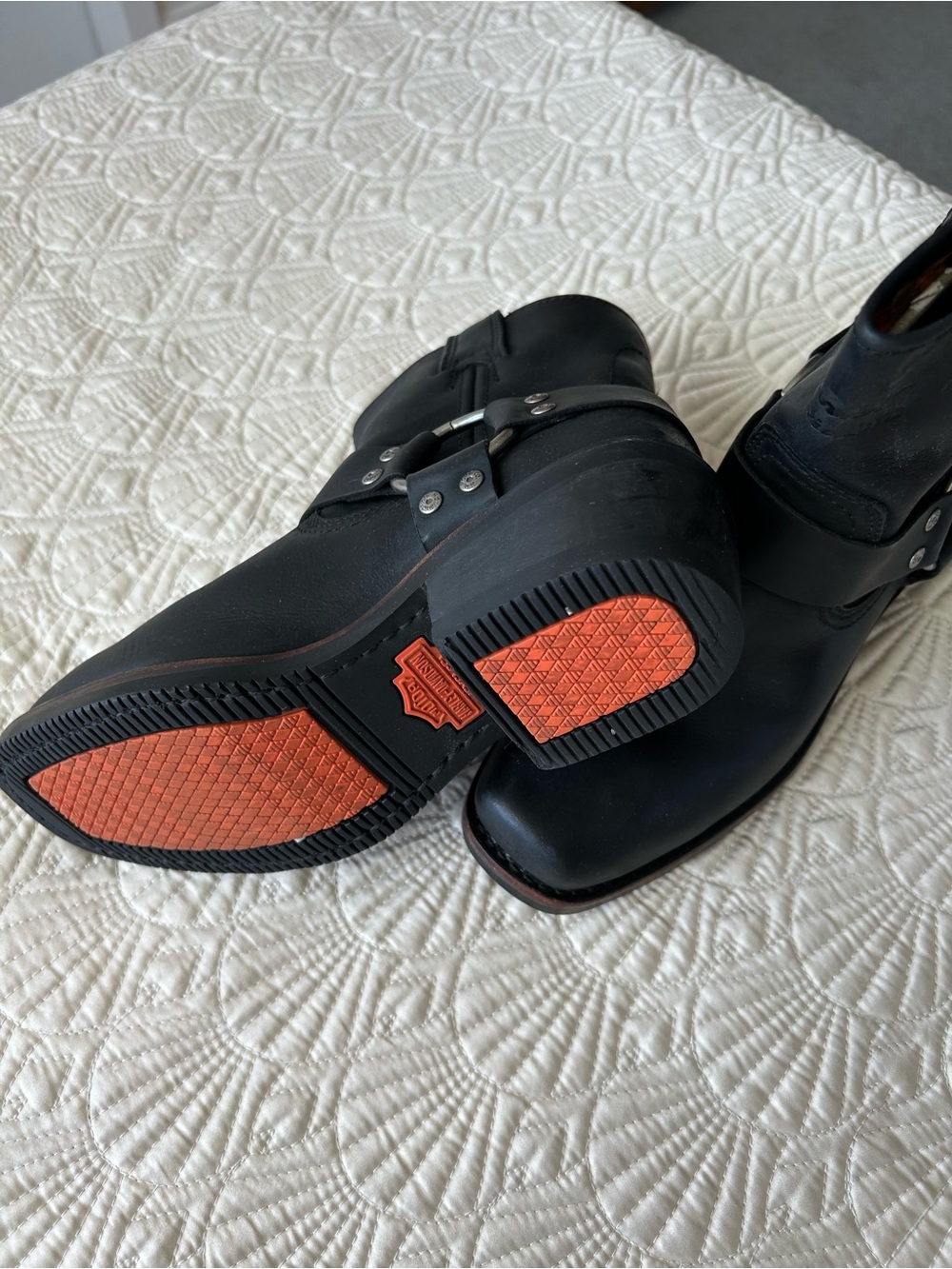 Like New black leather Harley Davidson Boots with Silver Buckle Detail - Picture 3 of 6